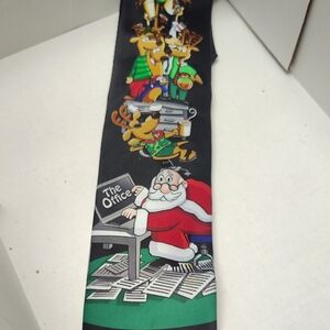 Hallmark Yule Tie Greetings Black and Red Tie